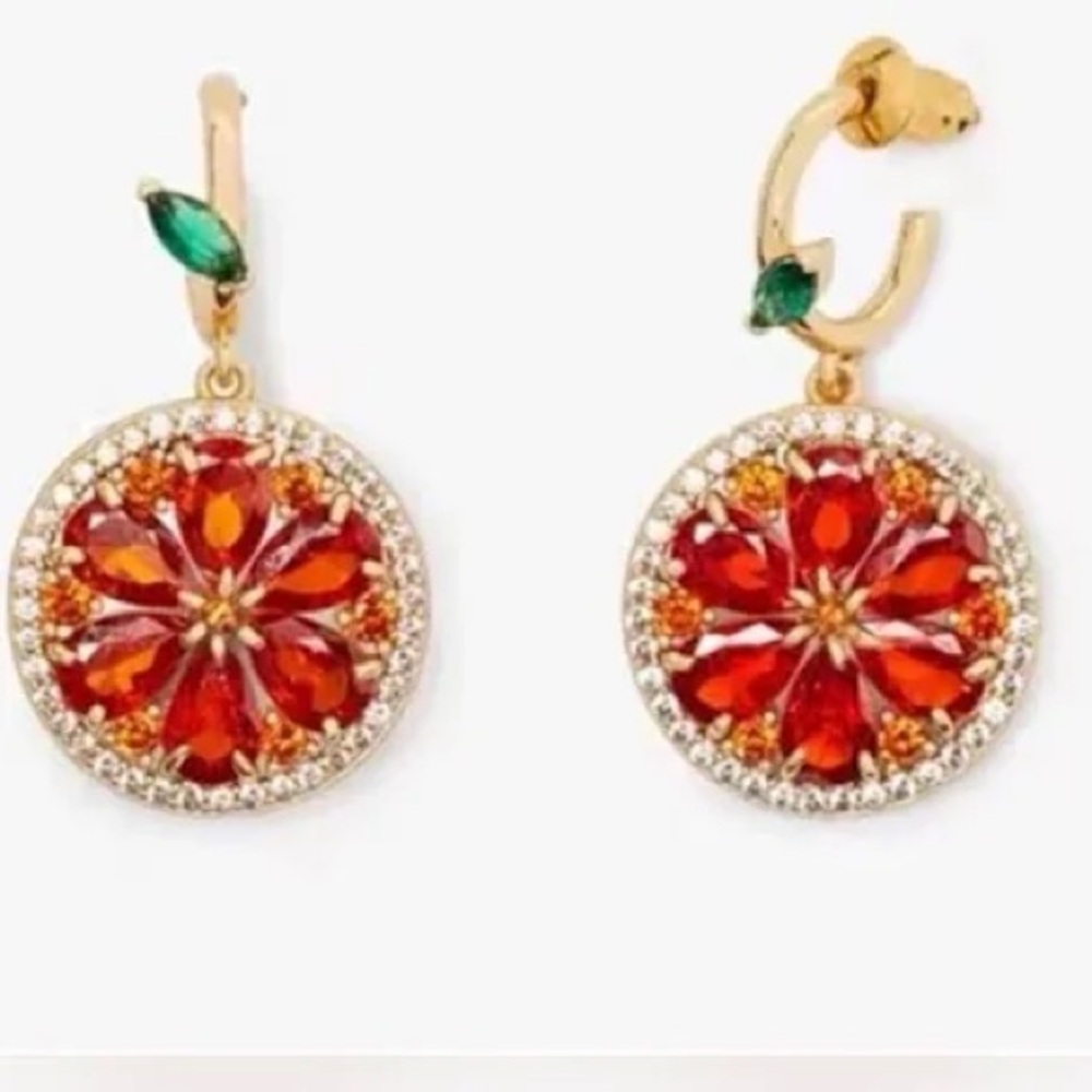 Authentic Kate Spade crystal orange design Earrings. New on card.